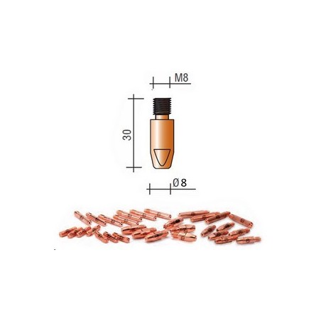 Tube contact M8 LG.30mm 8/10 Cu
