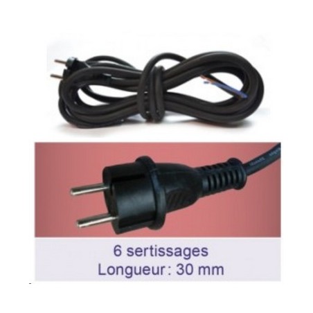 Cordon caoutchouc A/ fiche surmoulée H07RNF 5 mètres 3G1,5