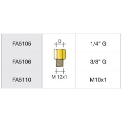 Réduction en laiton M 12x1 - F 3/8G