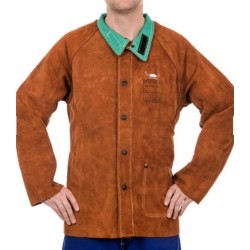 Veste de soudeur en cuir croûte bovin avec dos en coton Proban retardateur de flamme