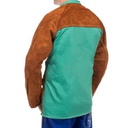 Veste de soudeur en cuir croûte bovin avec dos en coton Proban retardateur de flamme