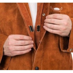 Veste de soudeur en cuir croûte bovin avec dos en coton Proban retardateur de flamme