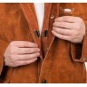 Veste de soudeur en cuir croûte bovin avec dos en coton Proban retardateur de flamme