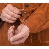 Veste de soudeur en cuir croûte bovin avec dos en coton Proban retardateur de flamme