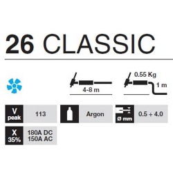 Torche TIG CLASSIC 26 air - Lg 4ml - Gâchette lamelle