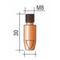 Tube contact M8 Lg30 CuCrZr  - Torche 350/500A/550A - Fil acier et inox