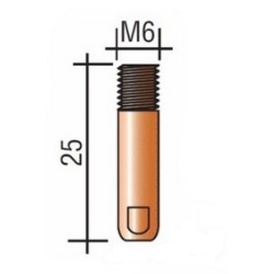 Tube contact M6 Lg25 Cu - Torche 180/300A - Pour fil aluminium
