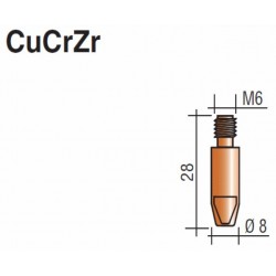 Tube contact M6 Lg.28mm 8/10 CuCrZr