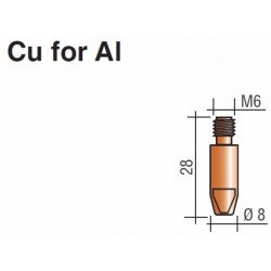 Tube contact pour l'aluminium M6 Lg28 10/10 Cu