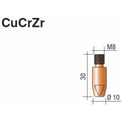 Tube contact M8 Lg.30mm 8/10 CuCrZr