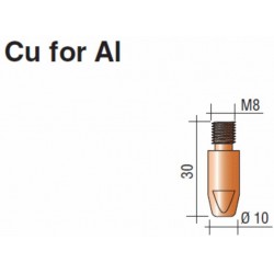 Tube contact pour l'aluminium M8 Lg30 10/10 Cu