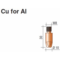 Tube contact pour l'aluminium M8 Lg30 12/10 Cu