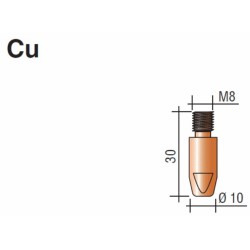 Tube contact M8 Lg.30mm 12/10 Cu