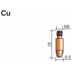 Tube contact M6 Lg.28mm 8/10 Cu