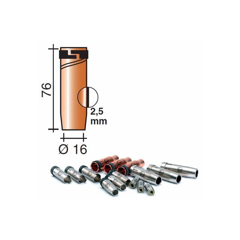 Buse gaz d.16mm Lg.76mm Quick release