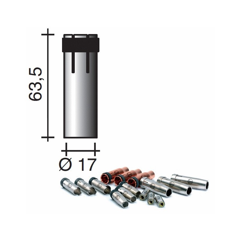 Buse gaz cylindrique d.17mm Lg.63.5mm