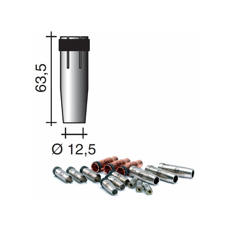 Buse gaz conique d.12.5mm Lg.63.5mm