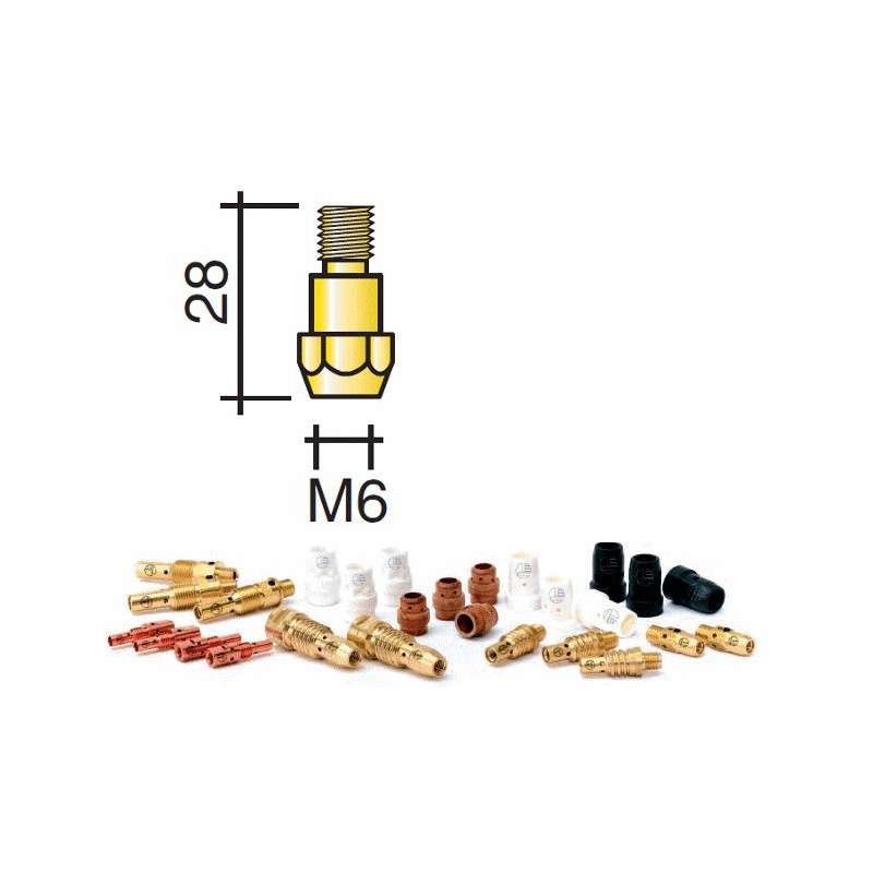 support tube contact Lg.28mm M6