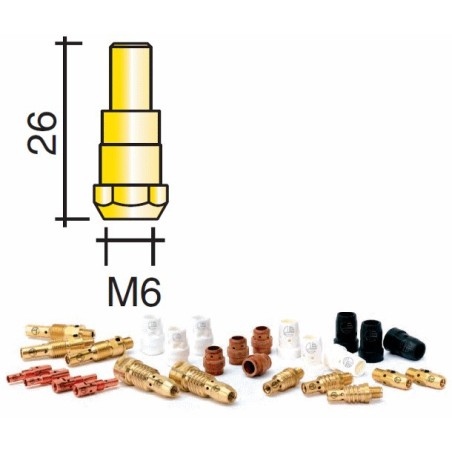 support tube contact avec diffuseur Lg.26mm M6