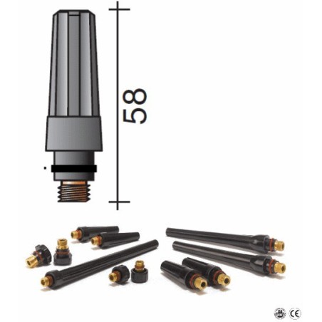 Bouchon moyen Lg.58mm pour torche TIG 17/18/26