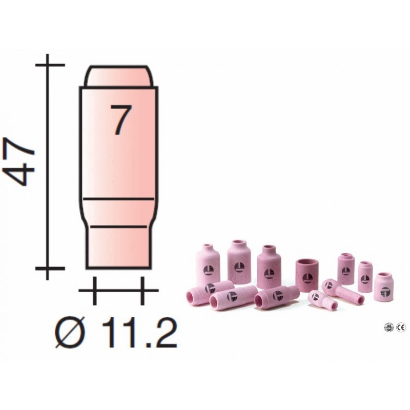 Buse Gr.7 d.11,2mm Lg.47mm pour torche TIG 17,18 et 26