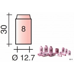 Buse Gr.8 D.12,7mm Lg.30mm pour torche TIG 9 et 20