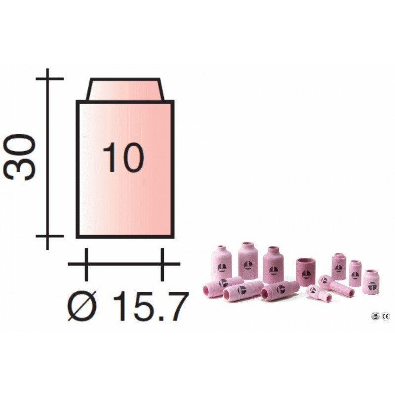 Buse Gr.10 d.15,7mm Lg.30mm pour torche TIG 9/20