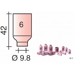 Buse Gr.6 D.9,8mm Lg.42mm pour torche avec Gas Lens