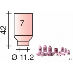 Buse Gr.7 D.11,2mm Lg.42mm pour torche avec Gas Lens