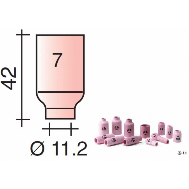 Buse Gr.7 D.11,2mm Lg.42mm pour torche avec Gas Lens