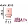 Buse Gr.6 D.9,8mm Lg.25.5mm pour torche avec Gas Lens