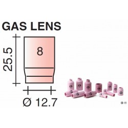 Buse Gr.8 D.12,7mm Lg.25.5mm pour torche avec Gas Lens