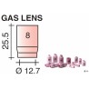 Buse Gr.8 D.12,7mm Lg.25.5mm pour torche avec Gas Lens