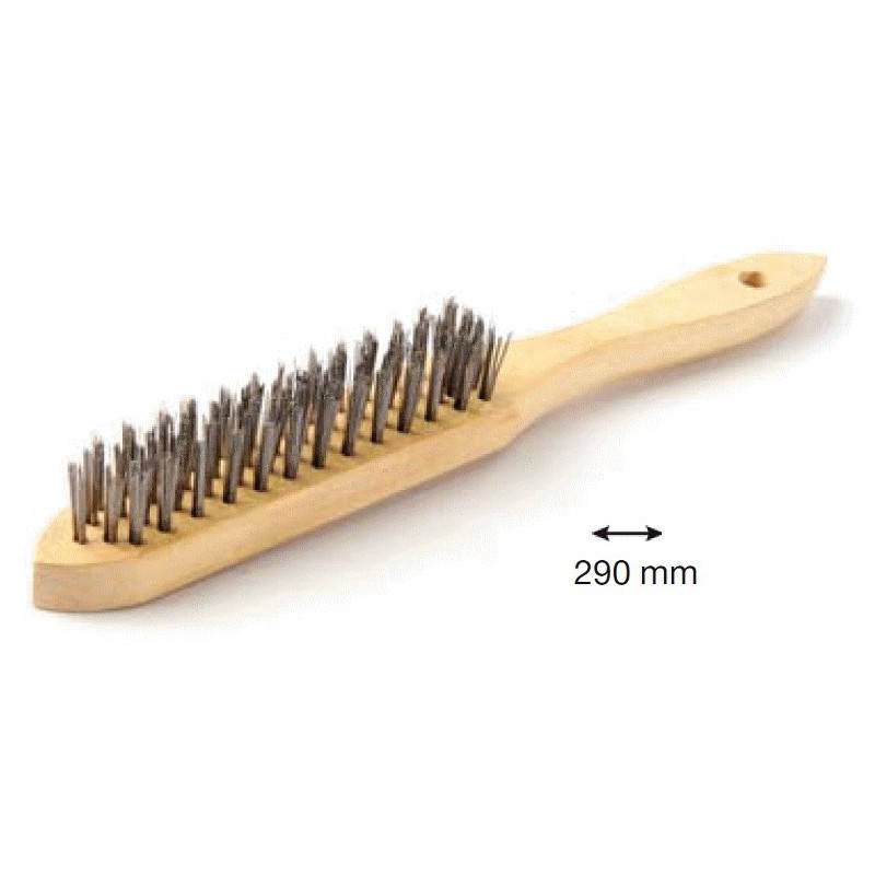 Brosse en bois 4 rangs acier inox